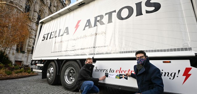 Eerste E-truck van AB Inbev actief in de stad Leuven