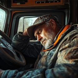 vermoeide vrachtwagenchauffeur