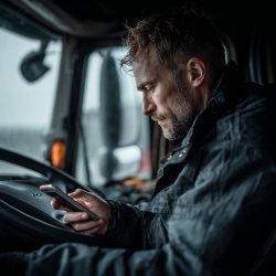 Vrachtwagenchauffeur GSM gebruik - copyright Christophe Slegers