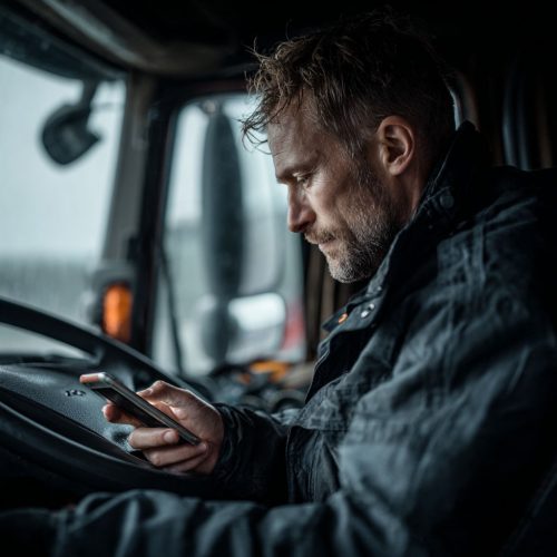 Vrachtwagenchauffeur GSM gebruik - copyright Christophe Slegers