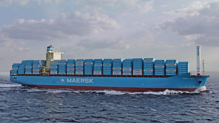 Maersk-containerschip met 35 meter hoog rotorzeil van Anemoi