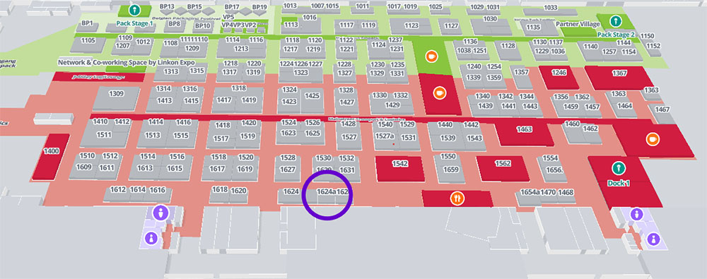 Beursplan Transport & Logistics Gent 2026 met stand 1624a van Logistiek.be
