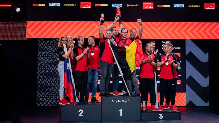 België opnieuw wereldkampioen heftruckrijden na finale tegen Slovenië
